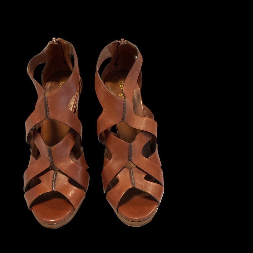 Cole Haan Air Wedge Women’s 9B Brown/Sequoia Color Leather Strappy Sandals